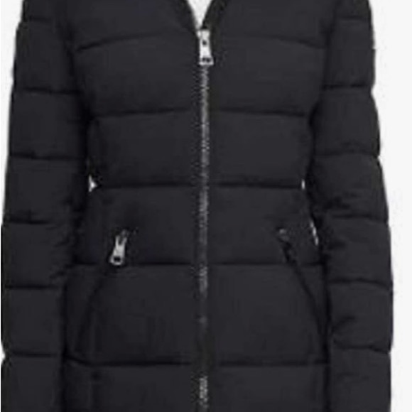 Andrew Marc ladie’s long stretch coat fur hooded jacket size XL color black NWT - Picture 5 of 7